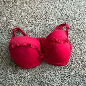 Elegant Red Ruffled Swim Bra